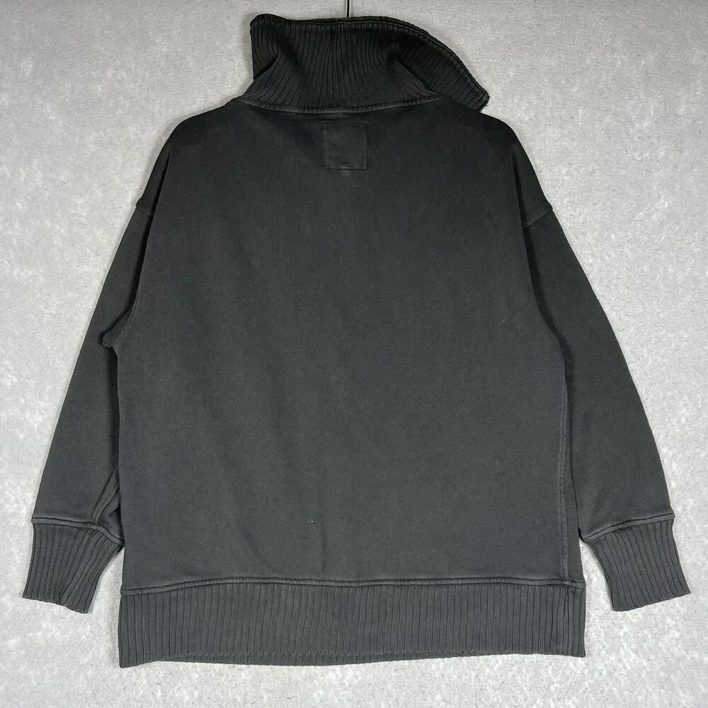 Aerie Sweater Women’s Small Gray 1/4 Zipper Mock Neck Sailor Collar Sweatshirt